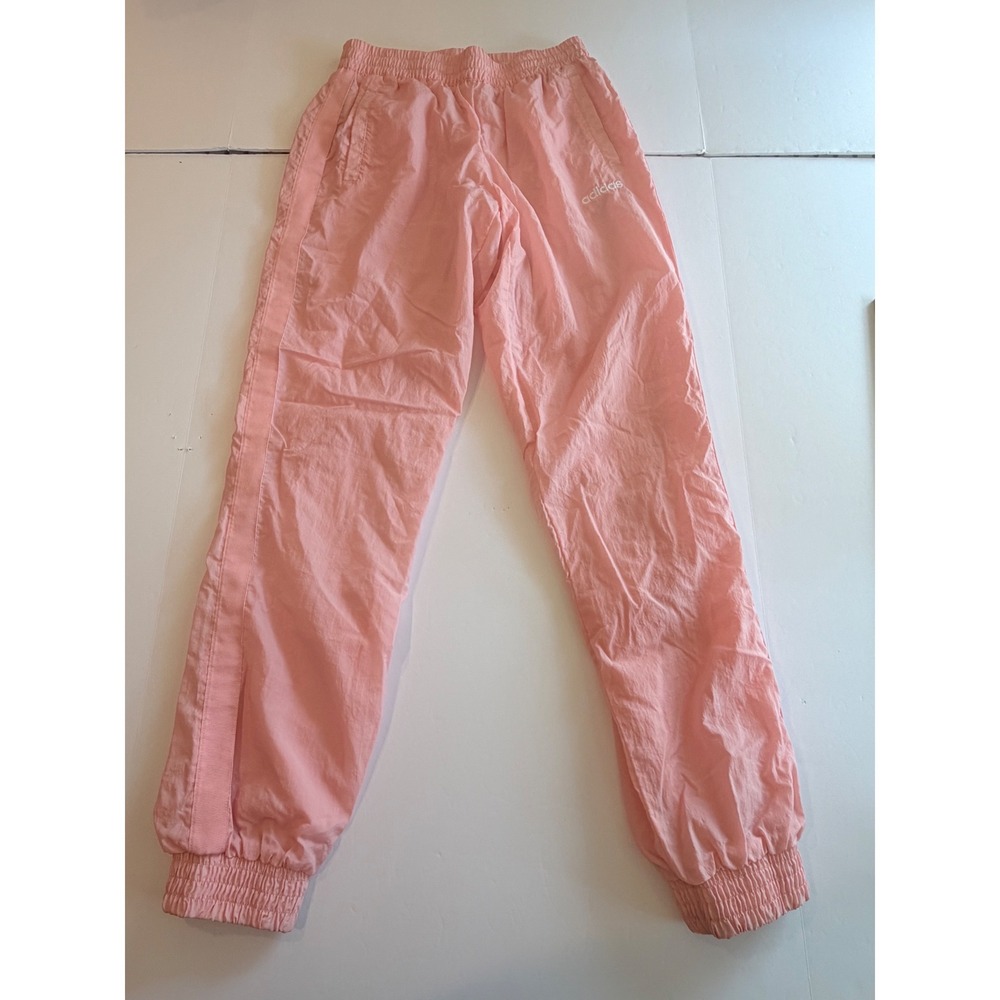 Adidas Women Pink Nylon Track Pants Joggers Elastic Waist Small